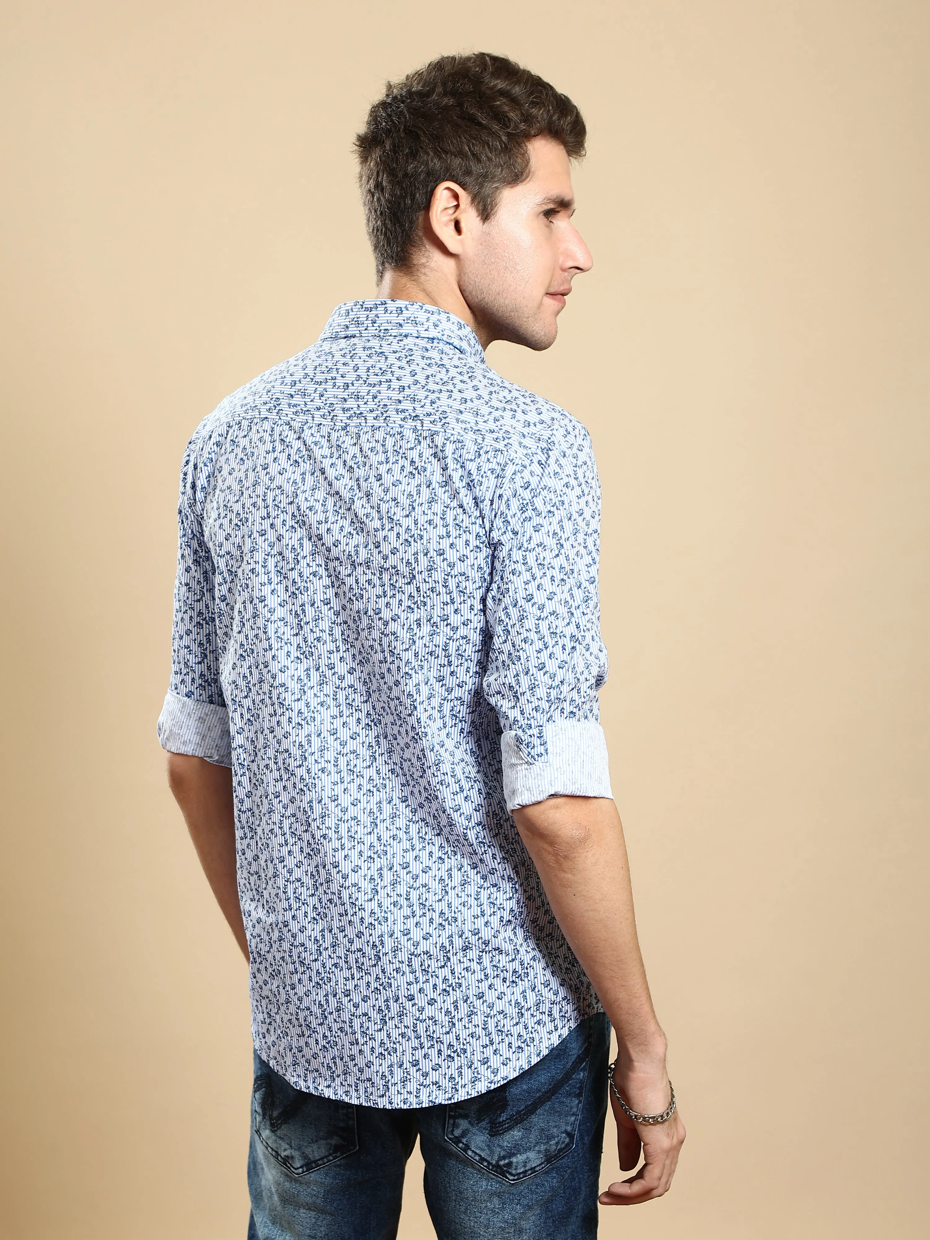 River Blue Aop Semi Casual Shirt