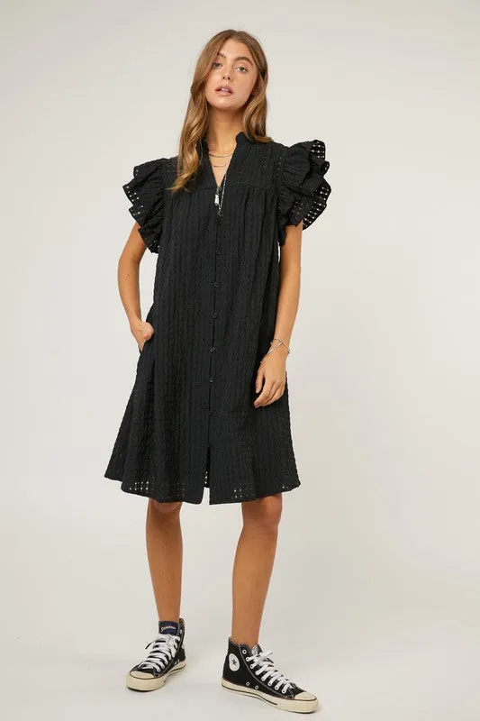 RUFFLE DETAILS BABYDOLL DRESS