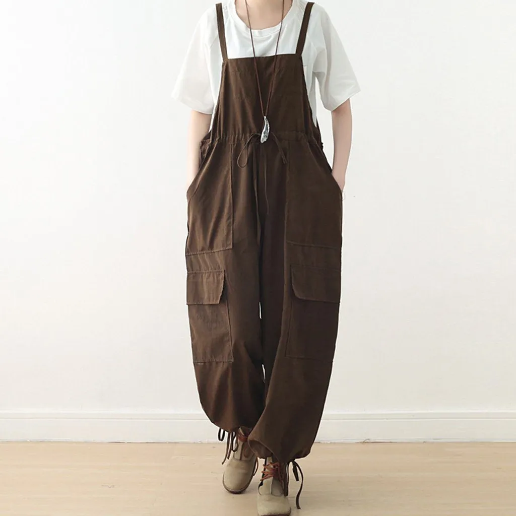 Strap Loose Straight Casual Jumpsuit