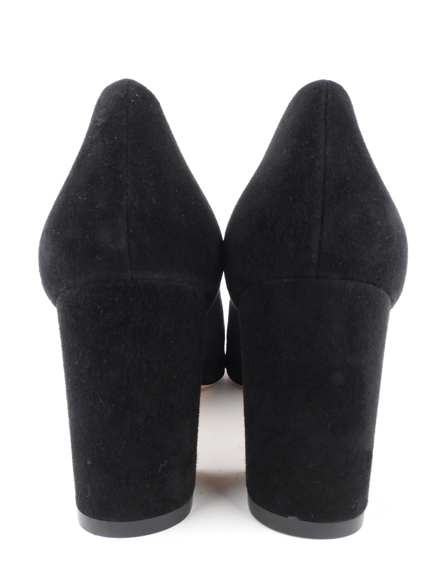 Stuart Weitzman Black Suede Leather Block Heel Pumps - 10