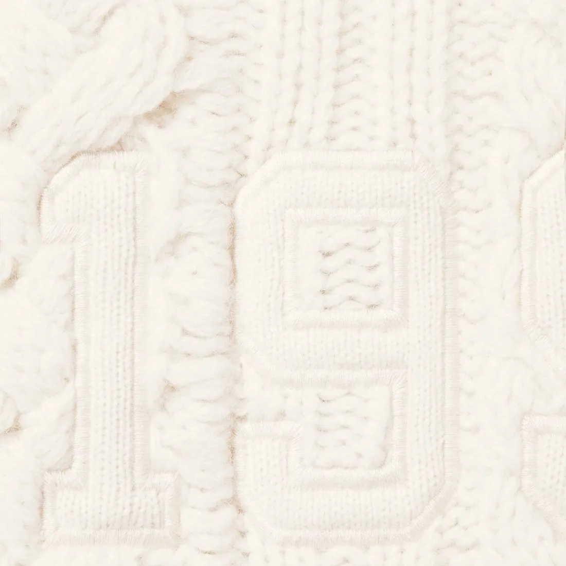 SUPREME APPLIQUE CABLE KNIT SWEATER-IVORY