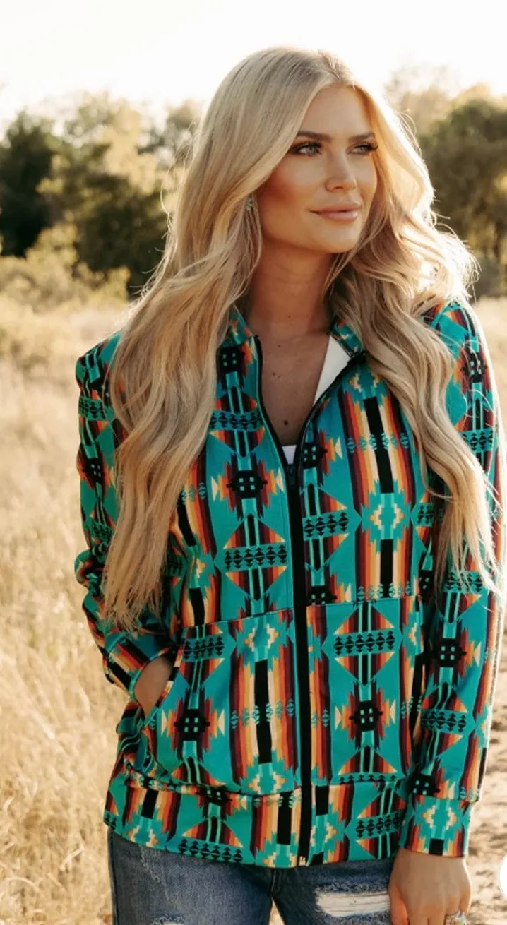 The West Of Laramie Aztec Zip Up Sweatshirt