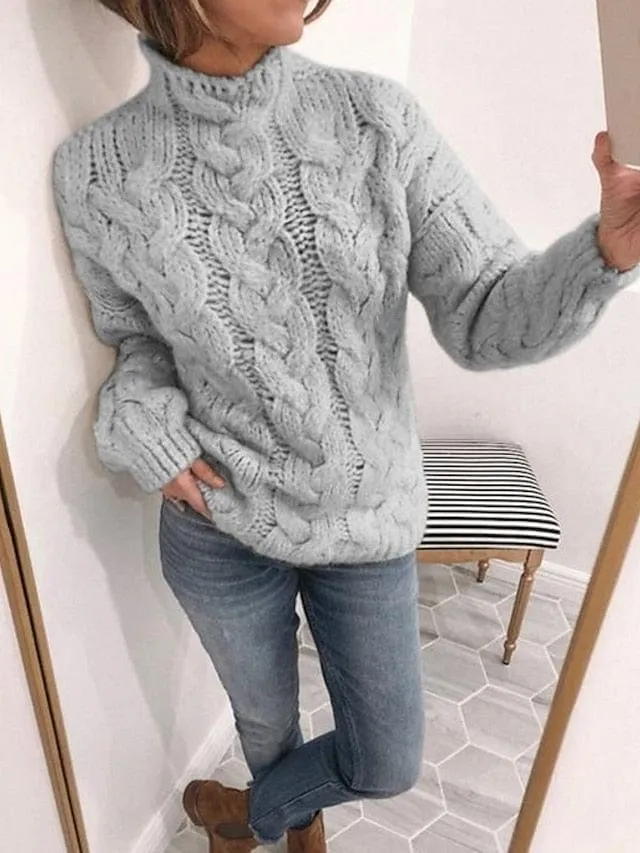 Women's Trendy Leopard and Letter Pattern Pullover Sweater